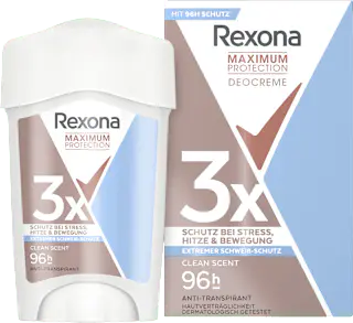 Rexona Antitranspirant Deocreme Maximum Protection Clean Scent, 45 ml