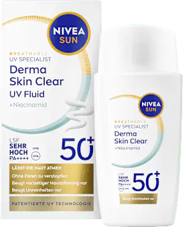 NIVEA SUN Sonnenfluid Gesicht derma skin clear UV Fluid mit Niacinamid, LSF 50+, 40 ml