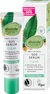 alverde NATURKOSMETIK Anti-Pickel-SOS-Serum Clear Heilerde & Grüntee, 15 ml