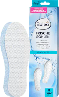 Balea Einlegesohlen Frischesohlen weiß, Gr. 36-38 (8 Paar), 16 St
