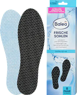 Balea Einlegesohlen Frischesohlen schwarz, Gr. 42-44 (8 Paar), 16 St