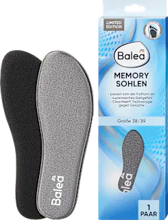 Balea Einlegesohlen Memory Foam, Gr. 38/39 (1 Paar), 2 St