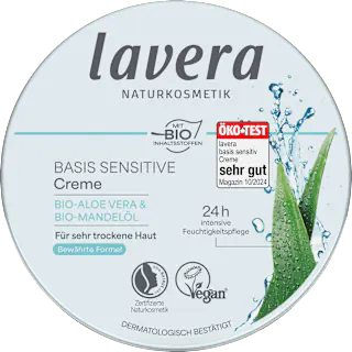 lavera NATURKOSMETIK Gesichtscreme Basis Sensitiv in der Dose, 150 ml