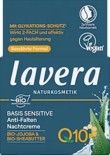 lavera NATURKOSMETIK Nachtcreme Anti Falten Q10 Basis Sensitiv, 50 ml