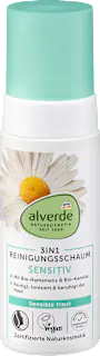 alverde NATURKOSMETIK Reinigungsschaum 3in1 Sensitiv Hamamelis & Kamille, 150 ml