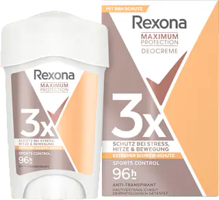 Rexona Antitranspirant Deocreme Maximum Protection Sports Control, 45 ml