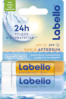 Labello Lippenpflegestift Sun LSF 50 & Hydro LSF 15 Sommermix Set​ (2x4,8 g), 9,6 g