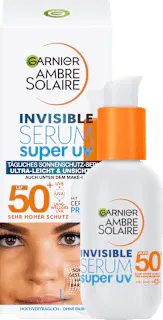 Garnier Ambre Solaire Sonnenfluid Gesicht super UV invisible Serum, LSF 50+, 30 ml