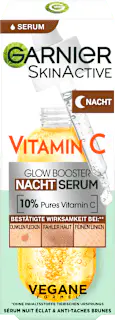 Garnier Skin Active Nachtserum Glow Booster mit Vitamin C & Hyaluronsäure, 30 ml