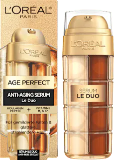 L'ORÉAL PARiS Anti-Aging Gesichtsserum Le Duo mit Kollagen Peptid, Vitamin B3 und C, 30 ml