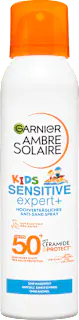 Garnier Ambre Solaire Sonnenspray Aerosol Kids sensitiv expert+, anti Sand LSF 50+, 150 ml