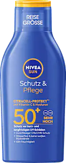 NIVEA SUN Sonnenschutz Milch Schutz & Pflege, LSF 50+, Reisegröße, 100 ml