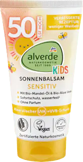 alverde NATURKOSMETIK Sonnenmilch Kids sensitiv, LSF 50, 75 ml