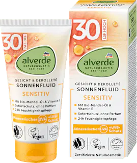 alverde NATURKOSMETIK Sonnenfluid Gesicht sensitiv, LSF 30, 50 ml