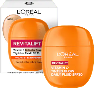 L'ORÉAL PARiS REVITALIFT Tagescreme Vitamin C getönter Glow tägliches Fluid LSF 30, 40 ml
