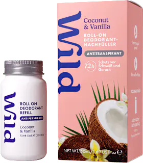 Wild Antitranspirant Deo Roll-on Coconut & Vanilla Nachfüllpack, 50 ml