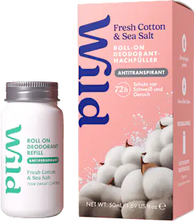 Wild Antitranspirant Deo Roll-on Fresh Cotton & Sea Salt Nachfüllpack, 50 ml