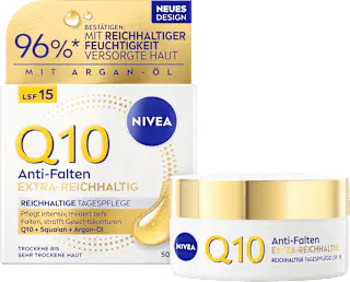 NIVEA Gesichtscreme Q10 Anti-Falten Reichhaltig LSF15, 50 ml