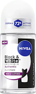 NIVEA Antitranspirant Deo Roll-on Black & White Invisible Authentic, 50 ml