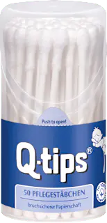 Q-tips Wattestäbchen Runddose, Reisegröße, 50 St