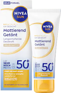 NIVEA SUN Sonnenfluid Gesicht mattierend & getönt, LSF 50+, 40 ml