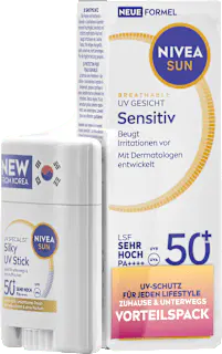 NIVEA SUN Sonnenfluid sensitiv Gesicht LSF 50+ & Sonnenstick sensitiv LSF 50+, 1 St