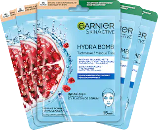 GARNIER Tuchmaske Hydra Bomb Granatapfel 5 Stück, 140 g